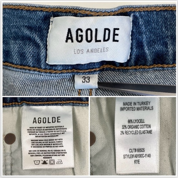 Agolde Kye Mid Rise Straight Crop Jean Distressed Stretch Denim Notion Wash 33 - Picture 16 of 16